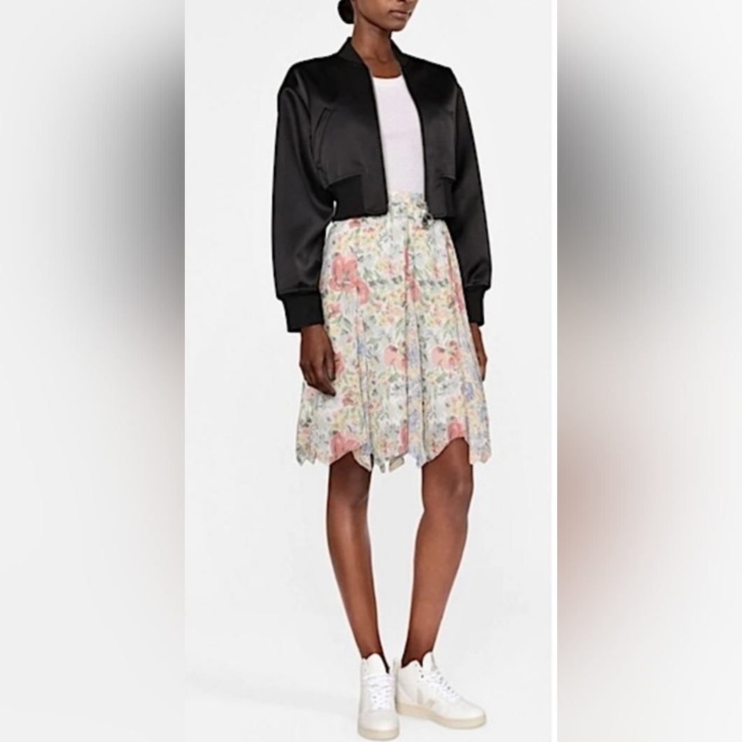 Polo Ralph Lauren Floral Georgette Asymmetrical Hem Godet Panel Skirt Size 12